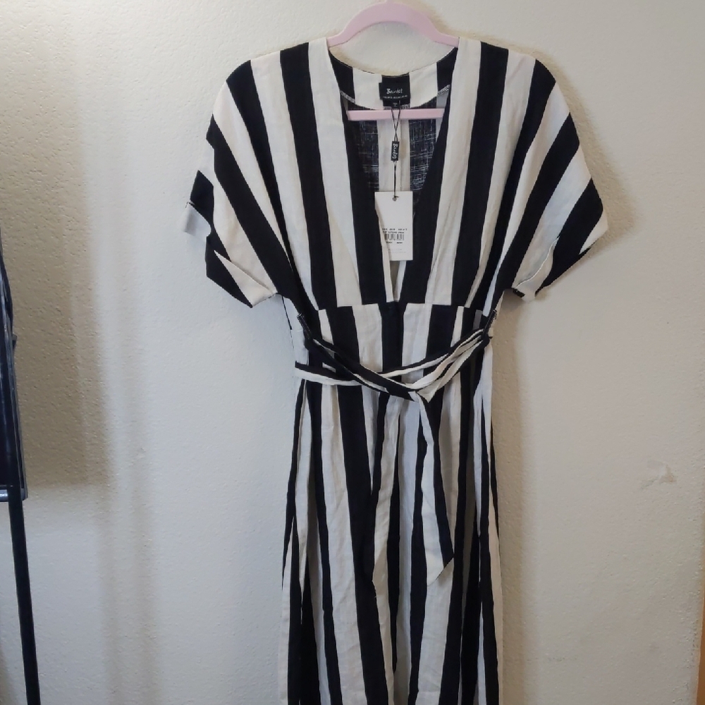 NWT Bardot Black and White Striped Maxi Dress Adley classic Sz 8 M